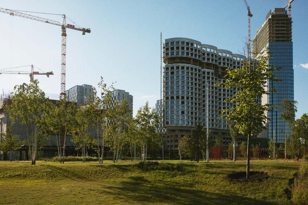 Green building with sustainable design elements
